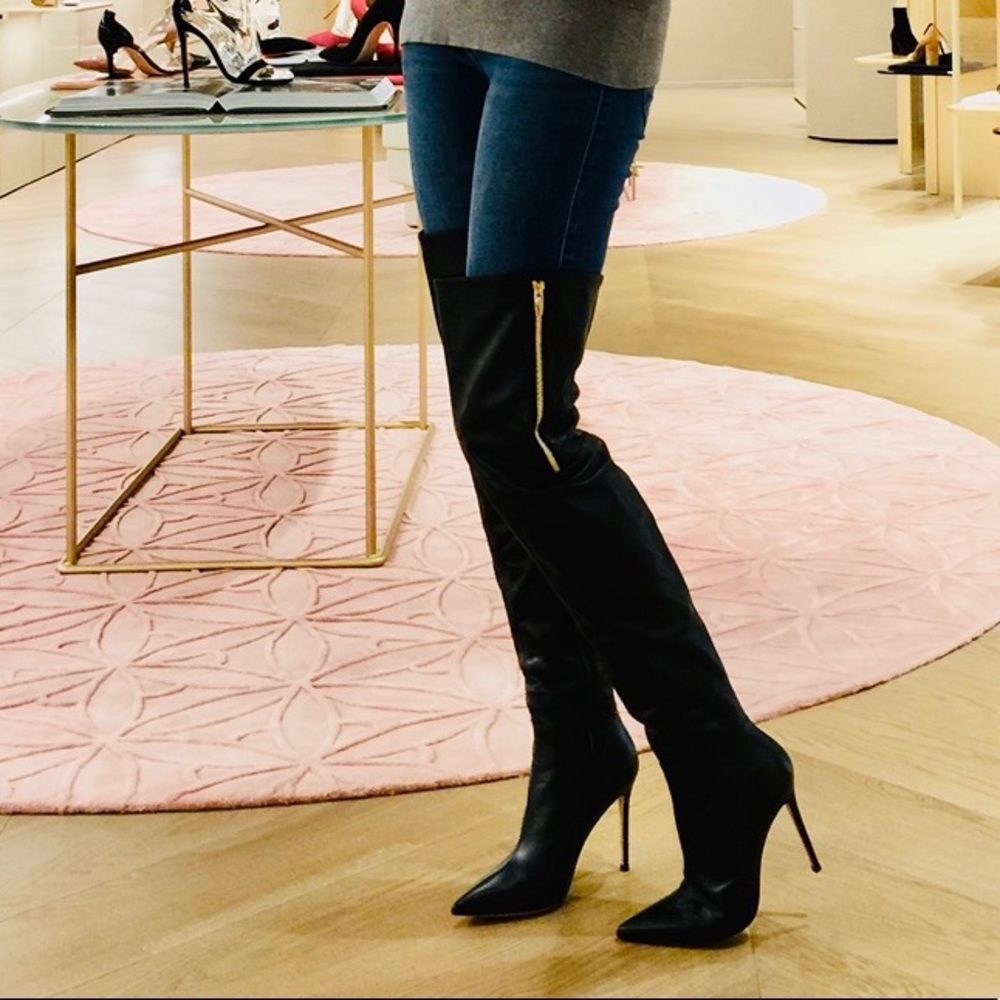 Gianvito Rossi Over The Knee Trinity Black Boots - Picture 2 of 12